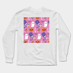 Pink Halloween pattern Long Sleeve T-Shirt